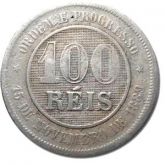 Moeda de 100 Reis - 1889 fundo linhado